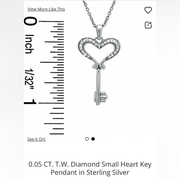 Peoples 0.05 CT. T.w. Diamond Small Heart Key Pendant in Sterling Silver - Picture 7 of 13